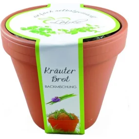 Herb bread in a clay pot